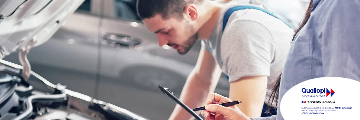 Image ordinateur formation auto mecanique réalise par QUALIFORM CONSULTANTS certifié QUALIOPI