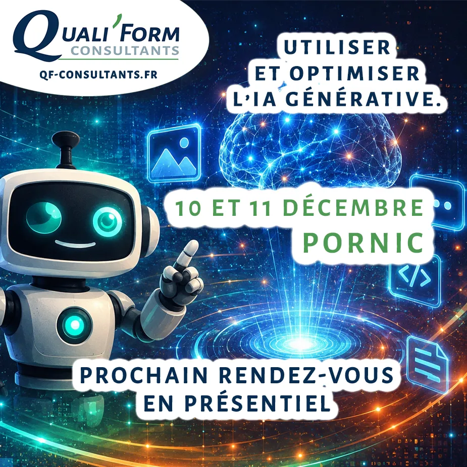 Image prochai rendez-vous formation IA Interentreprises en présentiel | Actu QUALIFORM CONSULTANTS qualité • formations • accompagnement