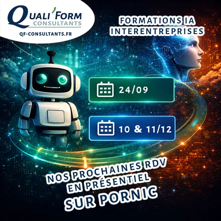 Image prochaines rendez-vous formations IA Interentreprises en présentiel | Actu QUALIFORM CONSULTANTS qualité • formations • accompagnement
